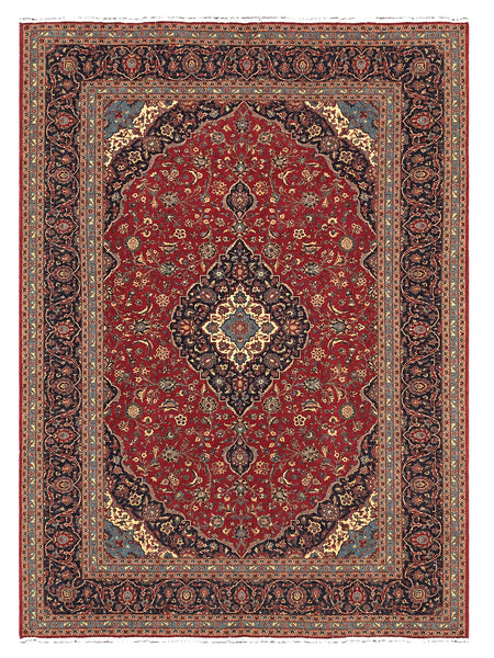 27489-Kashan Hand-Knotted/Handmade Persian Rug/Carpet Traditional/Authentic/Size: 12'9" x 9'6" /389cm x 290cm