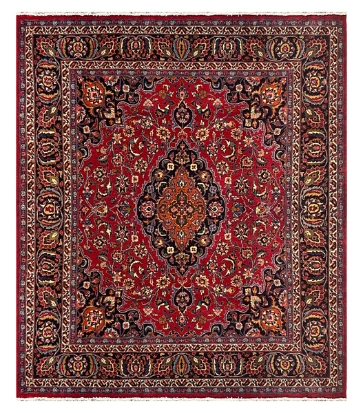 27301-Mashad Hand-Knotted/Handmade Persian Rug/Carpet Traditional Authentic/ Size: 9'3" x 8'1"/283cm x 247cm