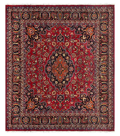 27301-Mashad Hand-Knotted/Handmade Persian Rug/Carpet Traditional Authentic/ Size: 9'3" x 8'1"/283cm x 247cm