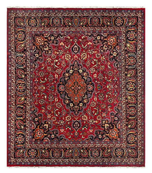 27301-Mashad Hand-Knotted/Handmade Persian Rug/Carpet Traditional Authentic/ Size: 9'3" x 8'1"/283cm x 247cm
