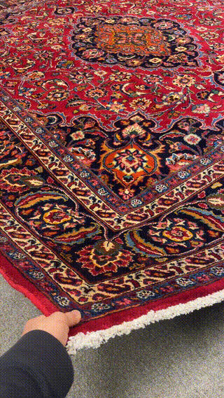 27301-Mashad Hand-Knotted/Handmade Persian Rug/Carpet Traditional Authentic/ Size: 9'3" x 8'1"/283cm x 247cm