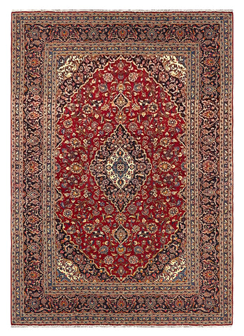 27487-Kashan Hand-Knotted/Handmade Persian Rug/Carpet Traditional/Authentic/Size: 12'6" x 8'9" /381cm x 267cm