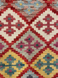 27663 - Kelim Hand-Woven/Flat-Weaved/Afghan Kelim/Carpet Modern/Nomadic Authentic/Size: 4'2" x 2'9"/127cm ×84cm