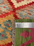 27663 - Kelim Hand-Woven/Flat-Weaved/Afghan Kelim/Carpet Modern/Nomadic Authentic/Size: 4'2" x 2'9"/127cm ×84cm