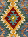 27704 - Kelim Hand-Woven/Flat-Weaved/Afghan Kelim/Carpet Modern/Nomadic Authentic/Size: 4'1" x 2'7"/124 cm × 79 cm
