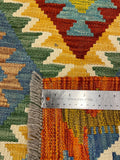 27704 - Kelim Hand-Woven/Flat-Weaved/Afghan Kelim/Carpet Modern/Nomadic Authentic/Size: 4'1" x 2'7"/124 cm × 79 cm