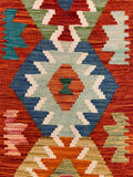 27705 - Kelim Hand-Woven/Flat-Weaved/Afghan Kelim/Carpet Modern/Nomadic Authentic/Size: 4'2" x 2'11"/127 cm × 89 cm