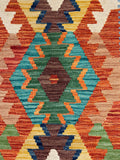 27710 - Kelim Hand-Woven/Flat-Weaved/Afghan Kelim/Carpet Modern/Nomadic Authentic/Size: 4'0" x 2'7"/122cm x 79cm