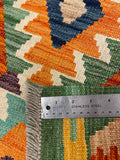 27687 - Kelim Hand-Woven/Flat-Weaved/Afghan Kelim/Carpet Modern/Nomadic Authentic/Size: 4'3" x 2'9"/130 cm × 84cm