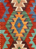 27711 - Kelim Hand-Woven/Flat-Weaved/Afghan Kelim/Carpet Modren/Nomadic Authentic/Size: 4'2" x 2'8"/127cm x 81cm