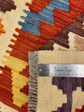 27711 - Kelim Hand-Woven/Flat-Weaved/Afghan Kelim/Carpet Modren/Nomadic Authentic/Size: 4'2" x 2'8"/127cm x 81cm