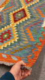 27693 - Kelim Hand-Woven/Flat-Weaved/Afghan Kelim/Carpet Modern/Nomadic Authentic/Size: 4'0" x 2'7"/122 cm × 79 cm