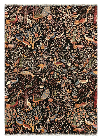 27816-Chobi Ziegler Handmade/Hand-knotted Afghan Rug/Carpet Tribal/Nomadic Authentic/ Size: 9'7" x 6'8" / 292cm x 203cm