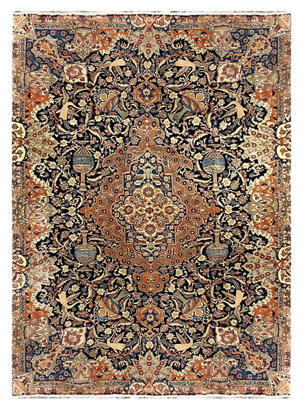 27316-Mashad Hand-Knotted/Handmade Persian Rug/Carpet Traditional Authentic/ Size: 11'1" x 7'11"/337cm x 241cm