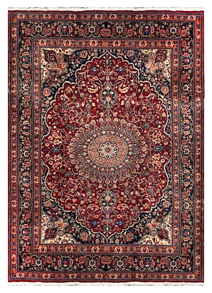 27322-Moud Handmade /Hand-Knotted Persian Rug/Traditional/Carpet Authentic/ Size: 9'8" x 6'6" /300cm x 198cm