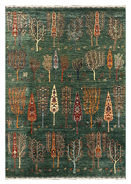 27794-Chobi Ziegler Handmade/Hand-knotted Afghan Rug/Carpet Tribal/Nomadic Authentic/ Size:  9'8" x 6'9" / 295cm x 206cm
