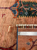 27795-Chobi Ziegler Handmade/Hand-knotted Afghan Rug/Carpet Tribal/Nomadic Authentic/ Size: 9'4" x 6'9" / 285cm x 206cm