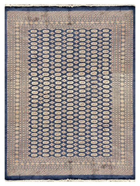 27626-Bokhara Hand-Knotted/Handmade Pakistani Rug/Carpet Tribal/Nomadic Authentic/ Size: 12'1" x 9'1"/368cm ×277cm