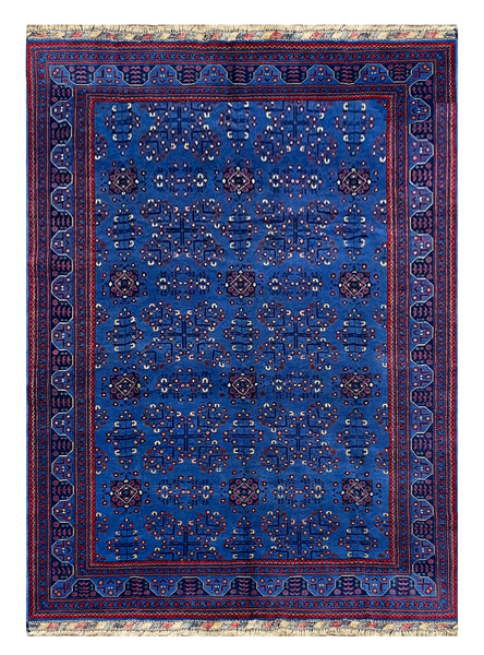 27835-Chobi Ziegler Handmade/Hand-knotted Afghan Rug/Carpet Tribal/Nomadic Authentic/ Size: 9'7" x 6'6" / 292cm x 198cm