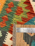 27740 - Kelim Hand-Woven/Flat-Weaved/Afghan Kelim/Carpet Modren/Nomadic Authentic/Size: 4'1" x 2'7"/124cm ×79cm