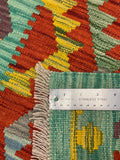 27725 - Kelim Hand-Woven/Flat-Weaved/Afghan Kelim/Carpet Modren/Nomadic Authentic/Size: 4'1" x 2'4"/124cm ×71cm