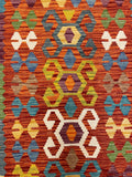 27745 - Kelim Hand-Woven/Flat-Weaved/Afghan Kelim/Carpet Modren/Nomadic Authentic/Size: 4'1" x 2'6"/124cm ×76cm