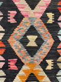 27660 - Kelim Hand-Woven/Flat-Weaved/Afghan Kelim/Carpet Modern/Nomadic Authentic/Size: 4'2" x 2'7"/127cm ×79cm
