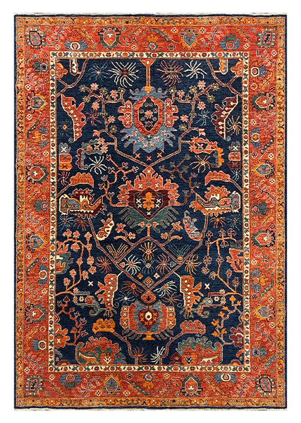 27656- Royal Heriz Hand-Knotted/Handmade Afghan Rug/Carpet Traditional/Authentic/Size:  9'0" x 6'1"/274cmx 183cm