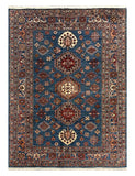 27772-Royal Kazak Hand-Knotted/Handmade Afghan Rug/Carpet Tribal/Nomadic Authentic/ Size: 7'9" x 5'7"/236m x 170cm