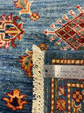 27772-Royal Kazak Hand-Knotted/Handmade Afghan Rug/Carpet Tribal/Nomadic Authentic/ Size: 7'9" x 5'7"/236m x 170cm