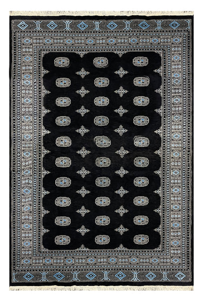 27589-Bokhara Hand-Knotted/Handmade Pakistani Rug/Carpet Tribal/Nomadic Authentic/ Size: 9'5" x 6'3"/287cm x 190cm