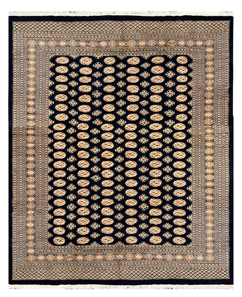 27633-Bokhara Hand-Knotted/Handmade Pakistani Rug/Carpet Tribal/Nomadic Authentic/ Size: 10'3" x 8'2"/312cm ×249cm
