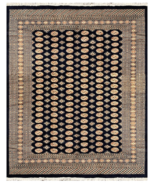 27632-Bokhara Hand-Knotted/Handmade Pakistani Rug/Carpet Tribal/Nomadic Authentic/ Size: 10'2" x 8'1"/310cm ×246cm