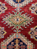 27582-Royal Kazak Hand-Knotted/Handmade Afghan Rug/Carpet Tribal/Nomadic Authentic/ Size: 11'10" x 9'1"/361cm x 277cm