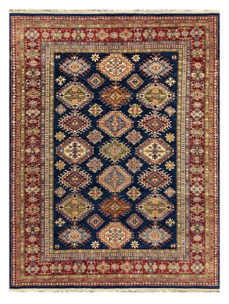 27581-Royal Kazak Hand-Knotted/Handmade Afghan Rug/Carpet Tribal/Nomadic Authentic/ Size: 11'9" x 9'0"/358cm x 274cm