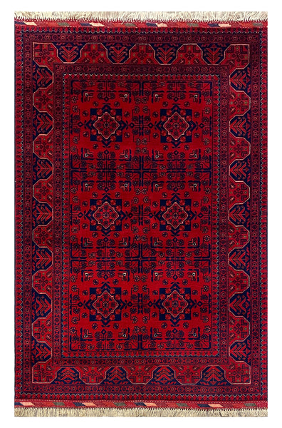 27831-Chobi Ziegler Handmade/Hand-knotted Afghan Rug/Carpet Tribal/Nomadic Authentic/ Size: 5'2" x 3'3" / 157cm x 99cm