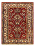 27479-Kazak Hand-Knotted/Handmade Afghan Rug/Carpet Tribal/Nomadic Authentic/ Size: 7'4" x 5'7"/224cm x 170cm
