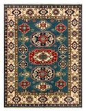 27783-Kazak Hand-Knotted/Handmade Afghan Rug/Carpet Tribal/Nomadic Authentic/ Size: 6'5" x 4'8"/196cm x 142cm