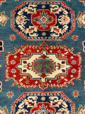 27783-Kazak Hand-Knotted/Handmade Afghan Rug/Carpet Tribal/Nomadic Authentic/ Size: 6'5" x 4'8"/196cm x 142cm