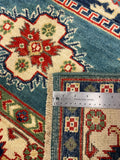 27783-Kazak Hand-Knotted/Handmade Afghan Rug/Carpet Tribal/Nomadic Authentic/ Size: 6'5" x 4'8"/196cm x 142cm