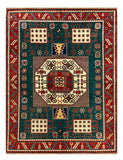 27785-Kazak Hand-Knotted/Handmade Afghan Rug/Carpet Tribal/Nomadic Authentic/ Size: 6'5" x 4'10"/196cm x 147cm