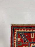 27785-Kazak Hand-Knotted/Handmade Afghan Rug/Carpet Tribal/Nomadic Authentic/ Size: 6'5" x 4'10"/196cm x 147cm
