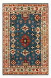 27786-Kazak Hand-Knotted/Handmade Afghan Rug/Carpet Tribal/Nomadic Authentic/ Size: 6'2" x 3'9"/188cm x 114cm