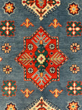 27786-Kazak Hand-Knotted/Handmade Afghan Rug/Carpet Tribal/Nomadic Authentic/ Size: 6'2" x 3'9"/188cm x 114cm