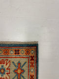 27786-Kazak Hand-Knotted/Handmade Afghan Rug/Carpet Tribal/Nomadic Authentic/ Size: 6'2" x 3'9"/188cm x 114cm