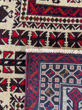 21435- Balutch Hand-Knotted/Handmade Afghan Rug/Carpet Tribal/Nomadic Authentic/Size: 4'11" x 2'7"