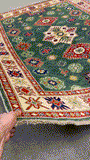 27782-Kazak Hand-Knotted/Handmade Afghan Rug/Carpet Tribal/Nomadic Authentic/ Size: 6'7" x 4'9"/201cm x 145cm