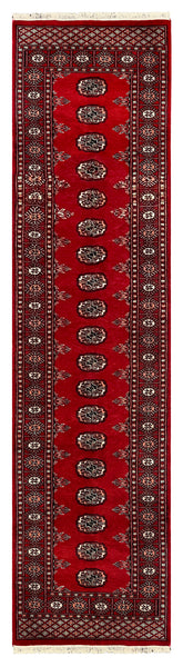 27600-Bokhara Hand-Knotted/Handmade Pakistani Rug/Carpet Tribal/Nomadic Authentic/ Size: 10'1" x 2'6"/307 cm × 76 cm
