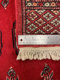 27601-Bokhara Hand-Knotted/Handmade Pakistani Rug/Carpet Tribal/Nomadic Authentic/ Size: 8'0" x 2'6"/244 cm × 76 cm