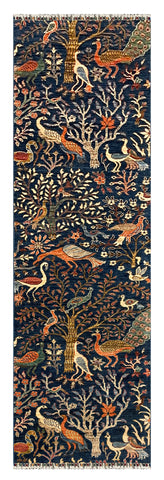 27826-Chobi Ziegler Handmade/Hand-knotted Afghan Rug/Carpet Tribal/Nomadic Authentic/ Size: 9'7" x 2'8" / 292cm x 81cm